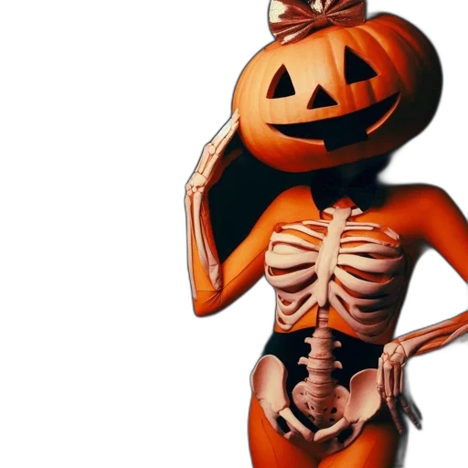 3d render, concept art, individual, wears, elaborate, orange, halloween, costume transparent PNG cut-out