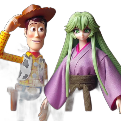3d render, concept art, anime, cartoon, two, familiar, animated, characters transparent PNG cut-out