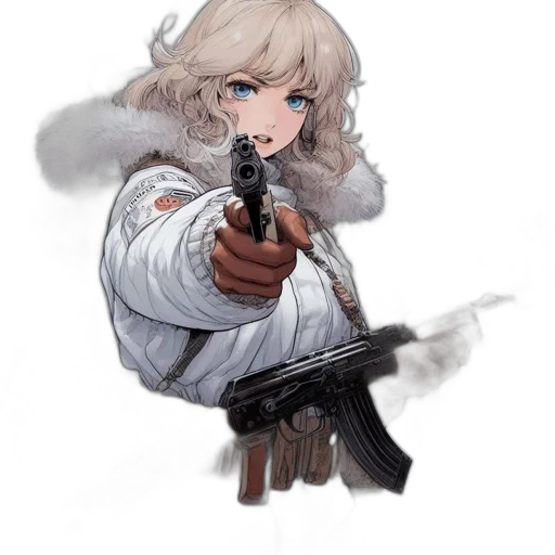 weapon, staff, jacket, animal, anime, concept art, pixel art, fantasy art transparent PNG cut-out