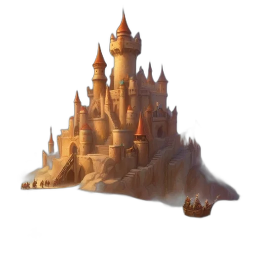 crown, hat, building, 3d render, concept art, fantasy art, photorealistic, fog transparent PNG cut-out