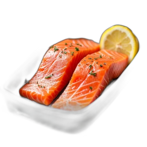 food, animal, photorealistic, 3d render, watercolor, two, salmon, filets transparent PNG cut-out