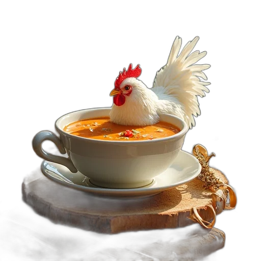 food, animal, 3d render, photorealistic, concept art, pixel art, chicken, soup transparent PNG cut-out