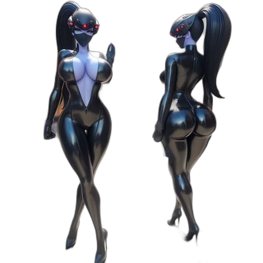 robot, concept art, 3d render, anime, cyberpunk, dark, blue, monochrome transparent PNG cut-out