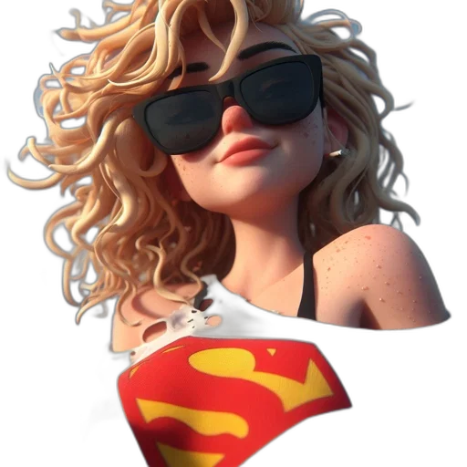 face, cartoon, 3d render, comic book art, concept art, animated, female, character transparent PNG cut-out