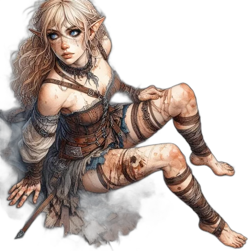 sword, weapon, dress, staff, fantasy art, concept art, watercolor, comic book art transparent PNG cut-out