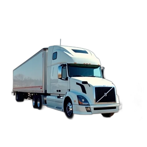 car, animal, photorealistic, 3d render, concept art, white, semi-truck, parked transparent PNG cut-out