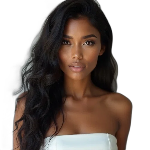 hair, dress, face, jewelry, photorealistic, earth tones, woman, long transparent PNG cut-out
