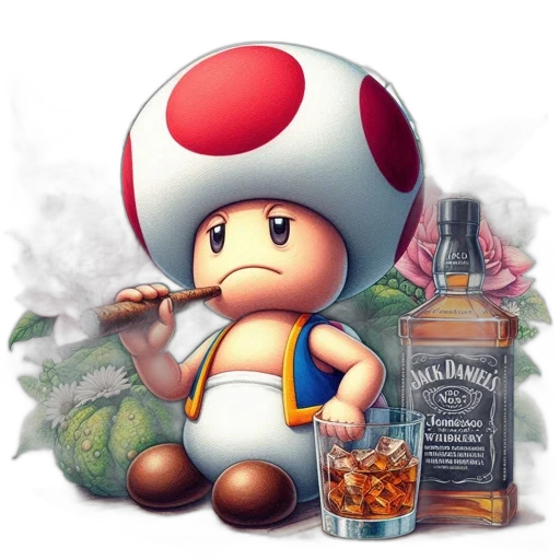 bottle, hat, concept art, pixel art, 3d render, photorealistic, scene, mario transparent PNG cut-out
