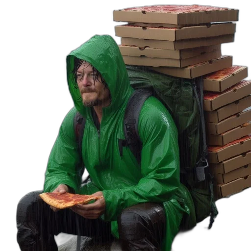 jacket, food, umbrella, animal, concept art, cyberpunk, 3d render, photorealistic transparent PNG cut-out