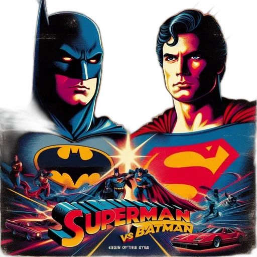 comic book art, concept art, poster, features, superman, batman, engaged, fictional transparent PNG cut-out