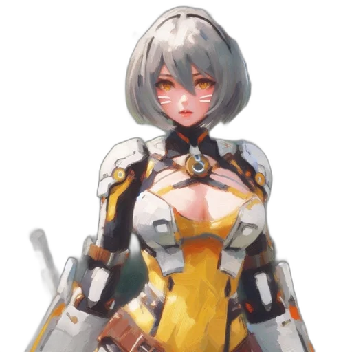 robot, weapon, dress, sword, concept art, anime, fantasy art, pixel art transparent PNG cut-out