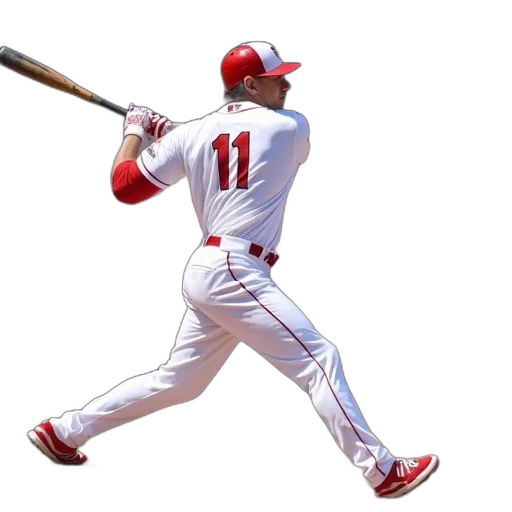 concept art, photorealistic, baseball, player, middle, swing, bat, extended transparent PNG cut-out