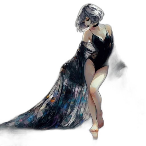 dress, concept art, fantasy art, watercolor, photorealistic, outer space, fire, neon lights transparent PNG cut-out