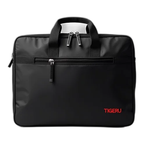 black, laptop, bag, zipper, closure, two, shoulder, straps transparent PNG cut-out
