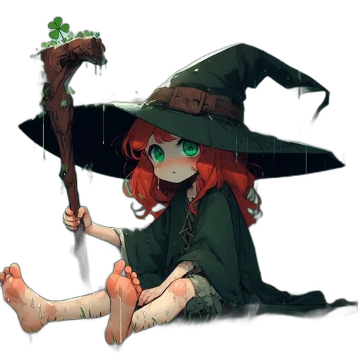 staff, hat, weapon, creature, fantasy art, pixel art, concept art, watercolor transparent PNG cut-out