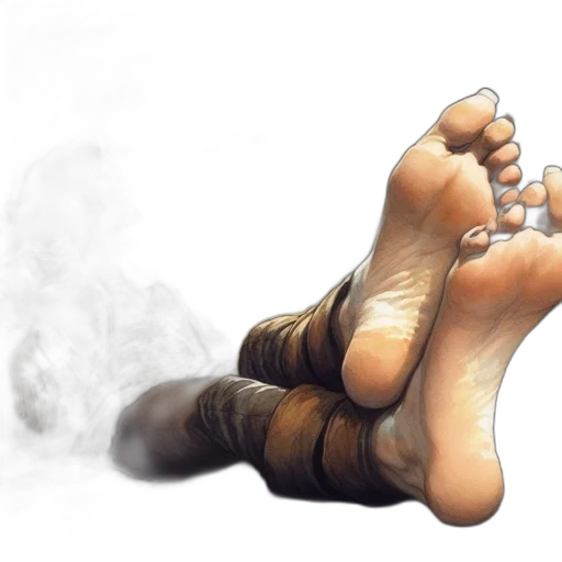 shoes, weapon, photorealistic, concept art, watercolor, pencil sketch, fog, fire transparent PNG cut-out