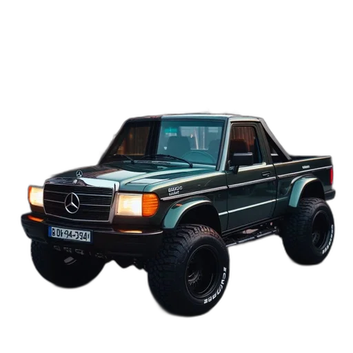 car, weapon, 3d render, photorealistic, pixel art, concept art, green, mercedes-benz transparent PNG cut-out