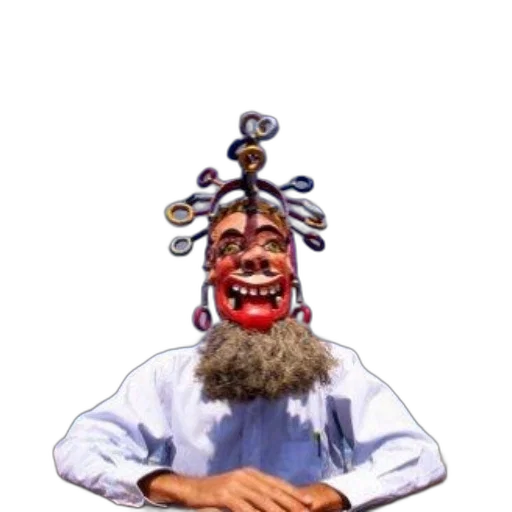 mask, crown, staff, creature transparent PNG cut-out