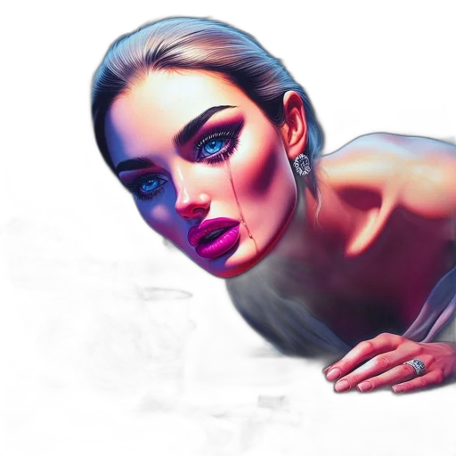 face, jewelry, photorealistic, concept art, fantasy art, 3d render, neon lights, underwater transparent PNG cut-out