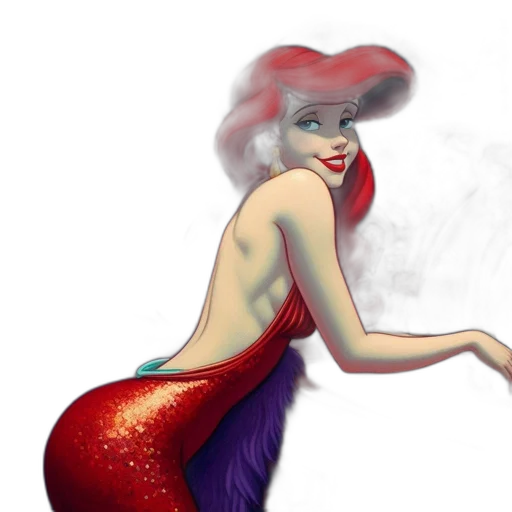 concept art, fantasy art, watercolor, cartoon, underwater, red, animated, red-haired transparent PNG cut-out
