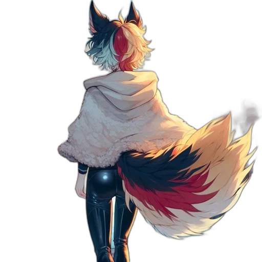 jacket, staff, mask, animal, concept art, watercolor, fantasy art, pixel art transparent PNG cut-out