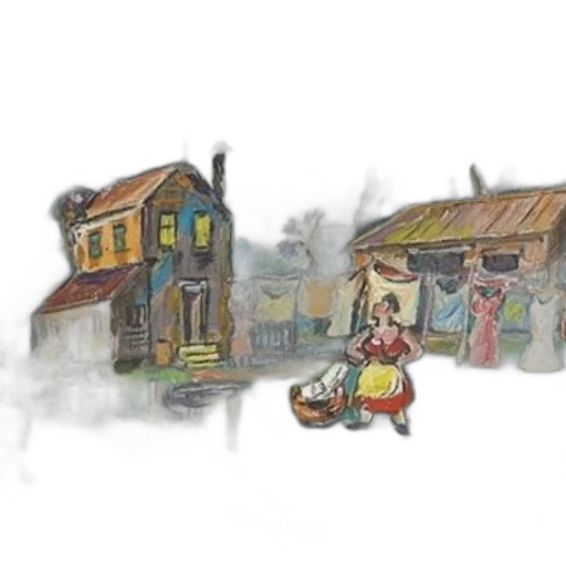 concept art, watercolor, fantasy art, 3d render, fog, city street, rain, snow transparent PNG cut-out