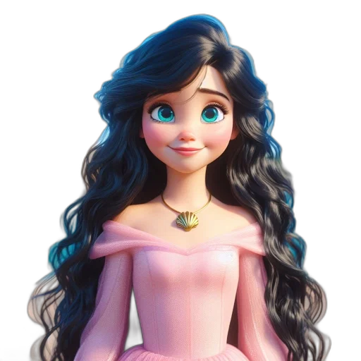 dress, jewelry, crown, hair, 3d render, concept art, cartoon, fantasy art transparent PNG cut-out