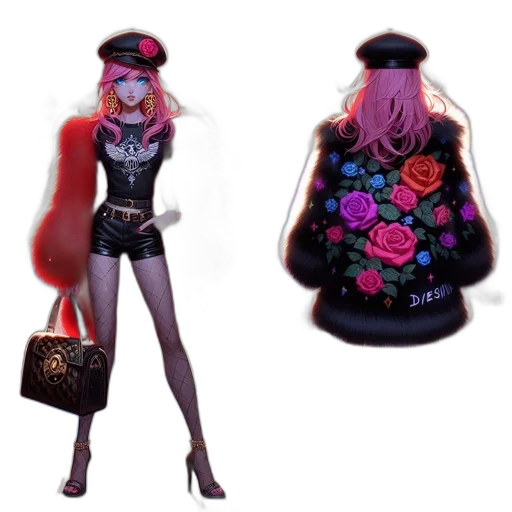 dress, jacket, concept art, fantasy art, 3d render, pixel art, dark, red transparent PNG cut-out
