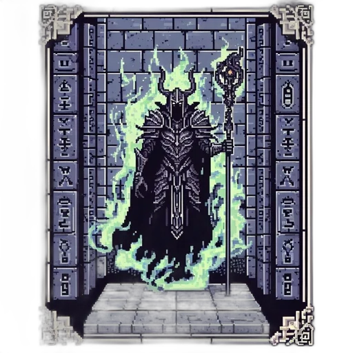 dragon, sword, staff, mask, pixel art, concept art, fantasy art, comic book art transparent PNG cut-out