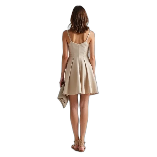 dress, earth tones, woman, standing, plain, background, wearing, sleeveless transparent PNG cut-out