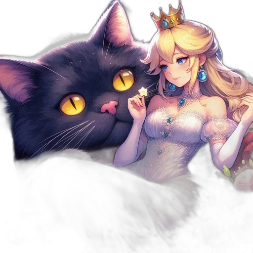 crown, dress, animal, pixel art, fantasy art, watercolor, anime, monochrome transparent PNG cut-out