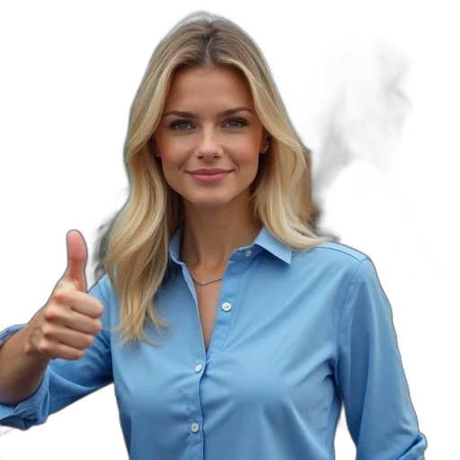 staff, jacket, face, photorealistic, fog, woman, blonde, hair transparent PNG cut-out