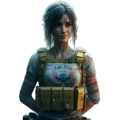 jacket, weapon, face, dress, concept art, pixel art, cyberpunk, fantasy art transparent PNG cut-out