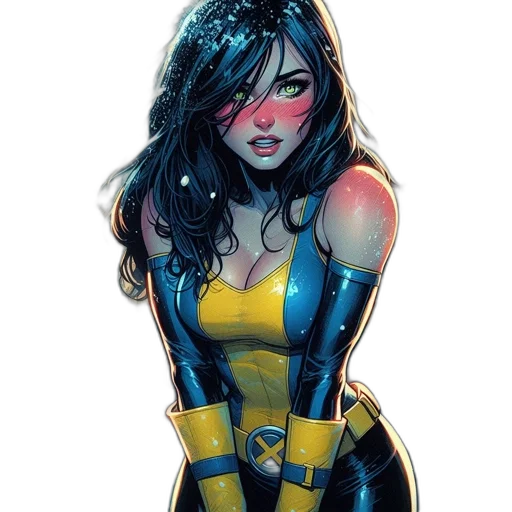 comic book art, concept art, fantasy art, cartoon, blue, golden, determined, female transparent PNG cut-out