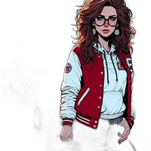 jacket, face, comic book art, cartoon, concept art, pixel art, fire, red transparent PNG cut-out