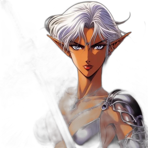 face, staff, fantasy art, concept art, comic book art, anime, animated, elven transparent PNG cut-out