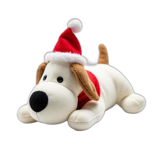 animal, 3d render, photorealistic, white, plush, toy, dog, red transparent PNG cut-out