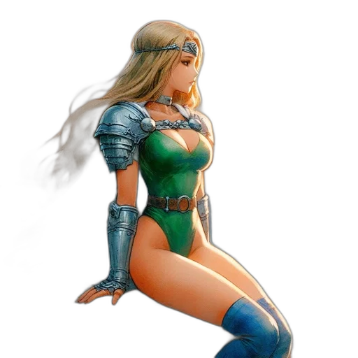 dress, fantasy art, concept art, comic book art, 3d render, green, blue, woman transparent PNG cut-out