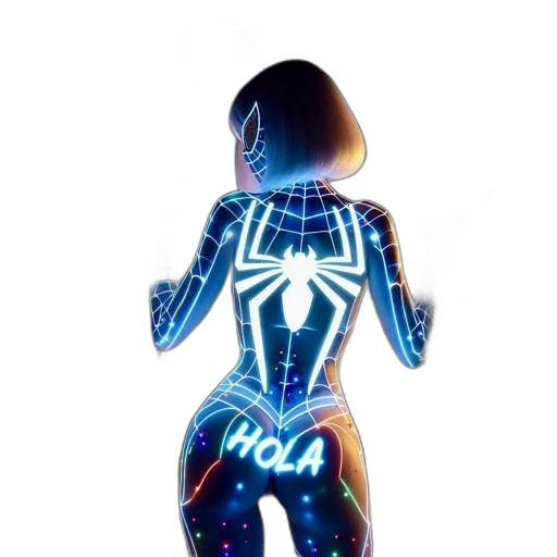 jacket, robot, dress, concept art, cyberpunk, comic book art, 3d render, neon lights transparent PNG cut-out