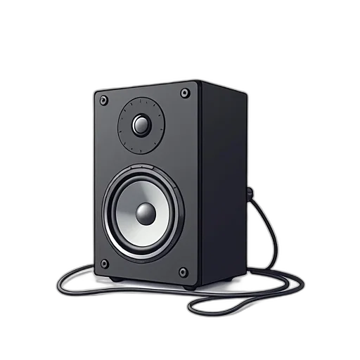 3d render, stylized, illustration, black, electronic, device, screen, speaker transparent PNG cut-out