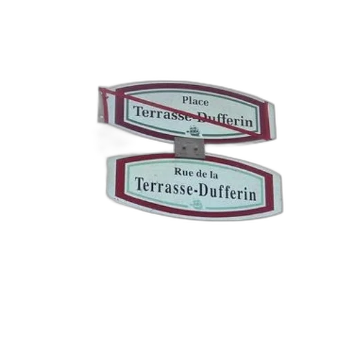 3d render, street, sign, french, indicating, place, terrasse-dufferin, rue transparent PNG cut-out