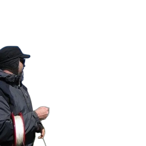 jacket, staff, mask, hat, fog, snow, outer space, two transparent PNG cut-out