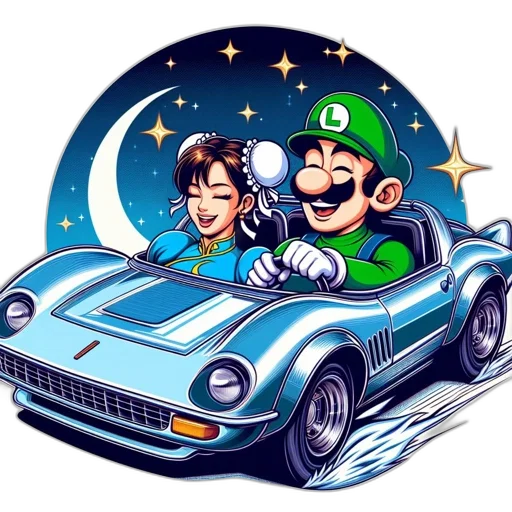 car, comic book art, concept art, pixel art, cartoon, outer space, green, two transparent PNG cut-out