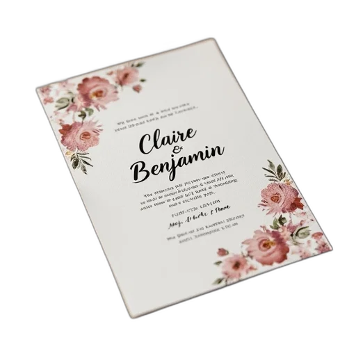 brown, wedding, invitation, card, floral, design, top, left transparent PNG cut-out