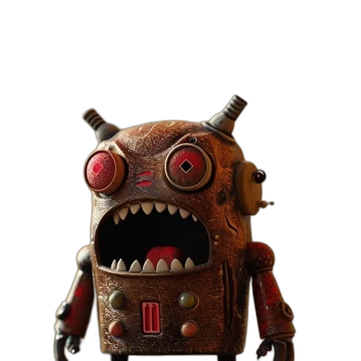robot, creature, mask, staff, concept art, 3d render, pixel art, fantasy art transparent PNG cut-out