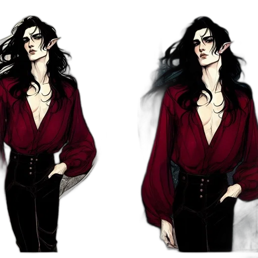 jacket, concept art, comic book art, fantasy art, cartoon, dark, red, monochrome transparent PNG cut-out