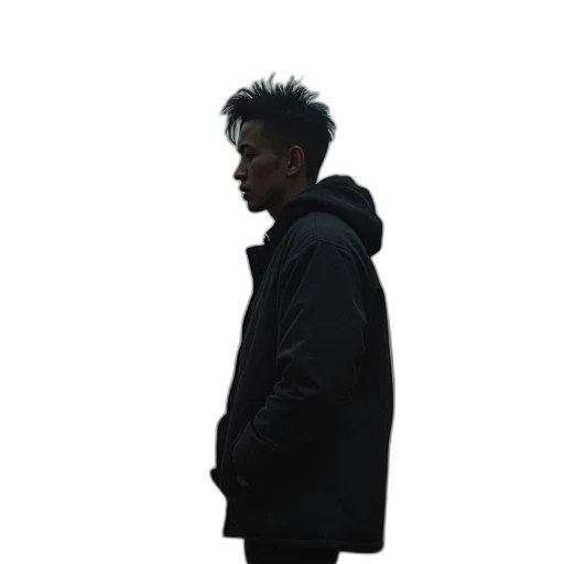 jacket, face, staff, creature, concept art, pixel art, 3d render, photorealistic transparent PNG cut-out