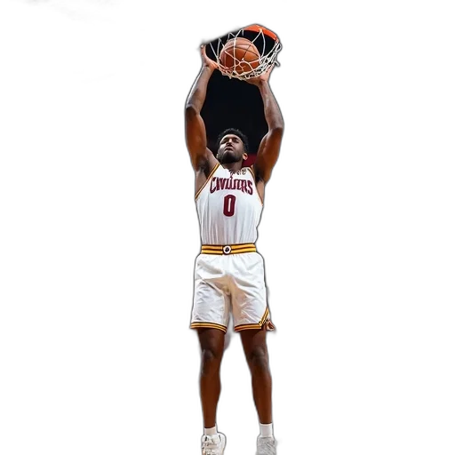 concept art, basketball, player, mid-air, attempting, slam, dunk, wearing transparent PNG cut-out