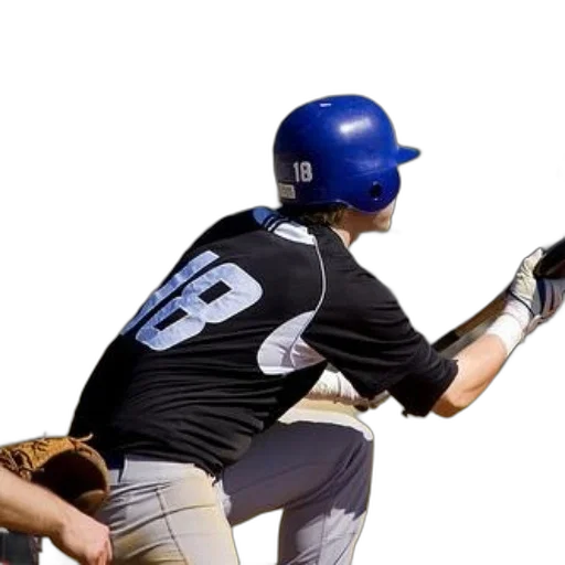weapon, baseball, player, blue, helmet, black, jersey, number transparent PNG cut-out