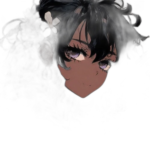 mask, face, hair, staff, anime, concept art, vaporwave, photorealistic transparent PNG cut-out